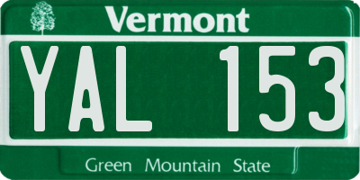 VT license plate YAL153
