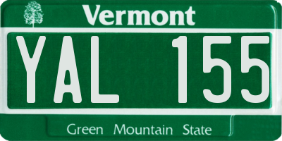 VT license plate YAL155