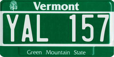 VT license plate YAL157