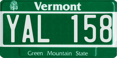VT license plate YAL158