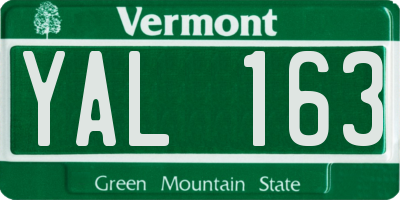 VT license plate YAL163
