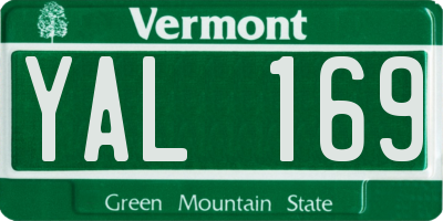 VT license plate YAL169