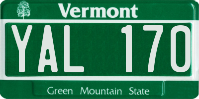 VT license plate YAL170