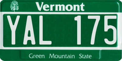 VT license plate YAL175