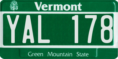 VT license plate YAL178