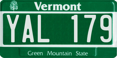VT license plate YAL179