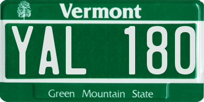 VT license plate YAL180