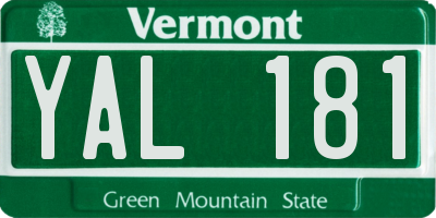 VT license plate YAL181