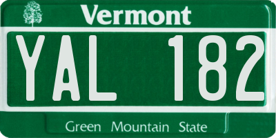 VT license plate YAL182