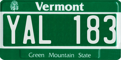 VT license plate YAL183