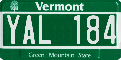 VT license plate YAL184