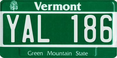 VT license plate YAL186