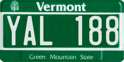 VT license plate YAL188