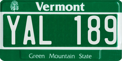 VT license plate YAL189