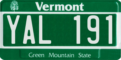 VT license plate YAL191