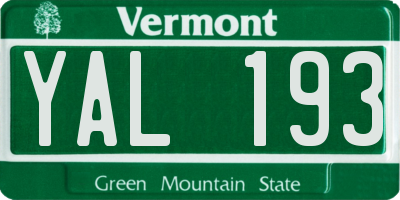 VT license plate YAL193