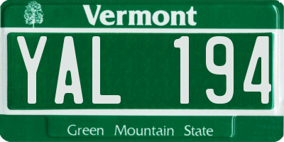 VT license plate YAL194