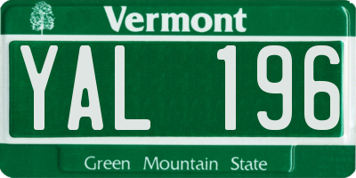 VT license plate YAL196