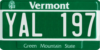 VT license plate YAL197