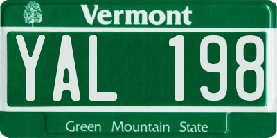 VT license plate YAL198