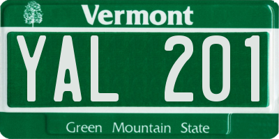 VT license plate YAL201