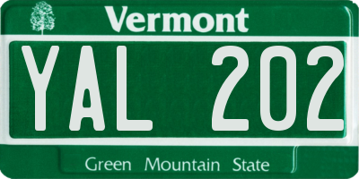 VT license plate YAL202