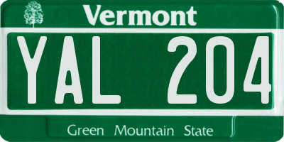 VT license plate YAL204