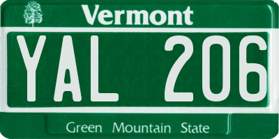 VT license plate YAL206