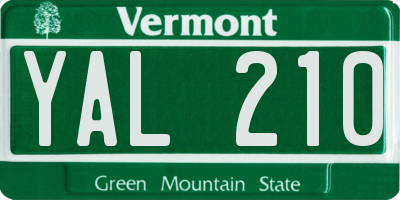 VT license plate YAL210