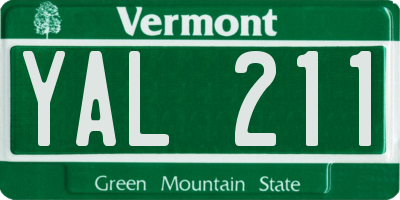 VT license plate YAL211