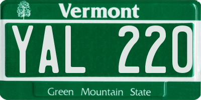 VT license plate YAL220