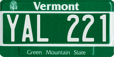 VT license plate YAL221
