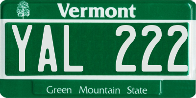 VT license plate YAL222