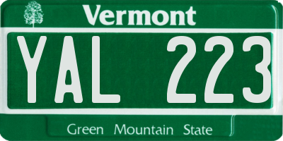 VT license plate YAL223