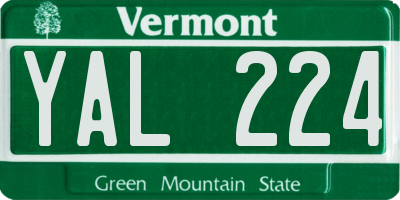 VT license plate YAL224