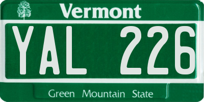 VT license plate YAL226