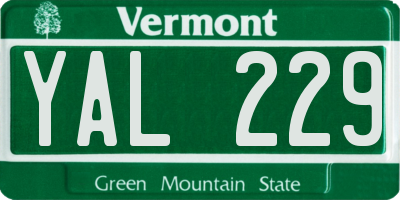 VT license plate YAL229