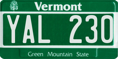 VT license plate YAL230