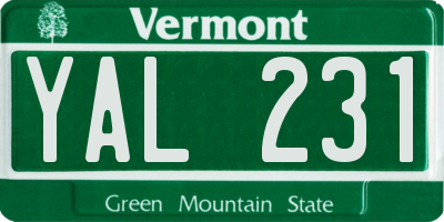 VT license plate YAL231