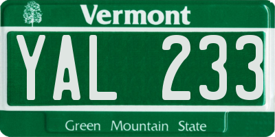 VT license plate YAL233