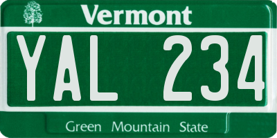 VT license plate YAL234