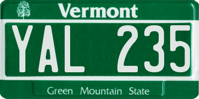 VT license plate YAL235