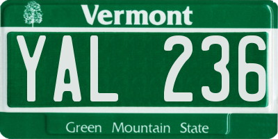 VT license plate YAL236