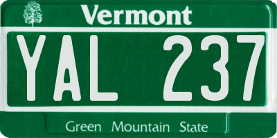 VT license plate YAL237
