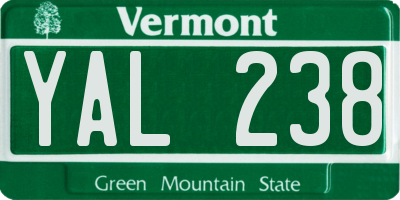 VT license plate YAL238