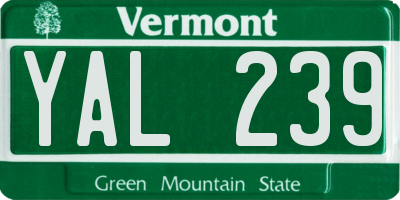VT license plate YAL239