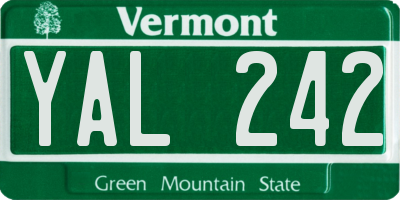 VT license plate YAL242