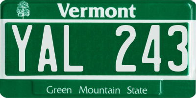 VT license plate YAL243