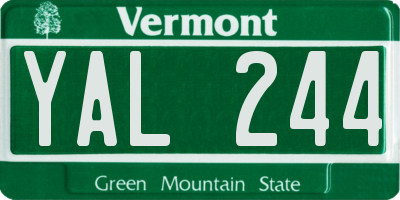 VT license plate YAL244
