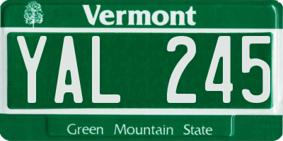 VT license plate YAL245